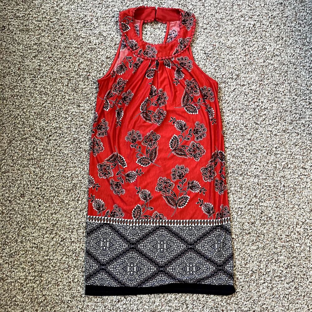 Three Pink Hearts Women Sleeveless Dress Size M Floral Boho Embroidered Festival